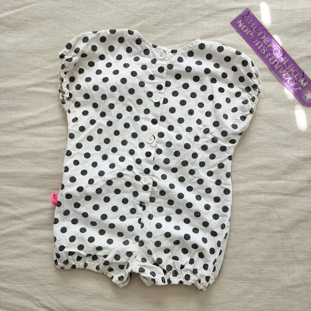 Vintage Polka Dot Stripe Constrast Romper 24 months